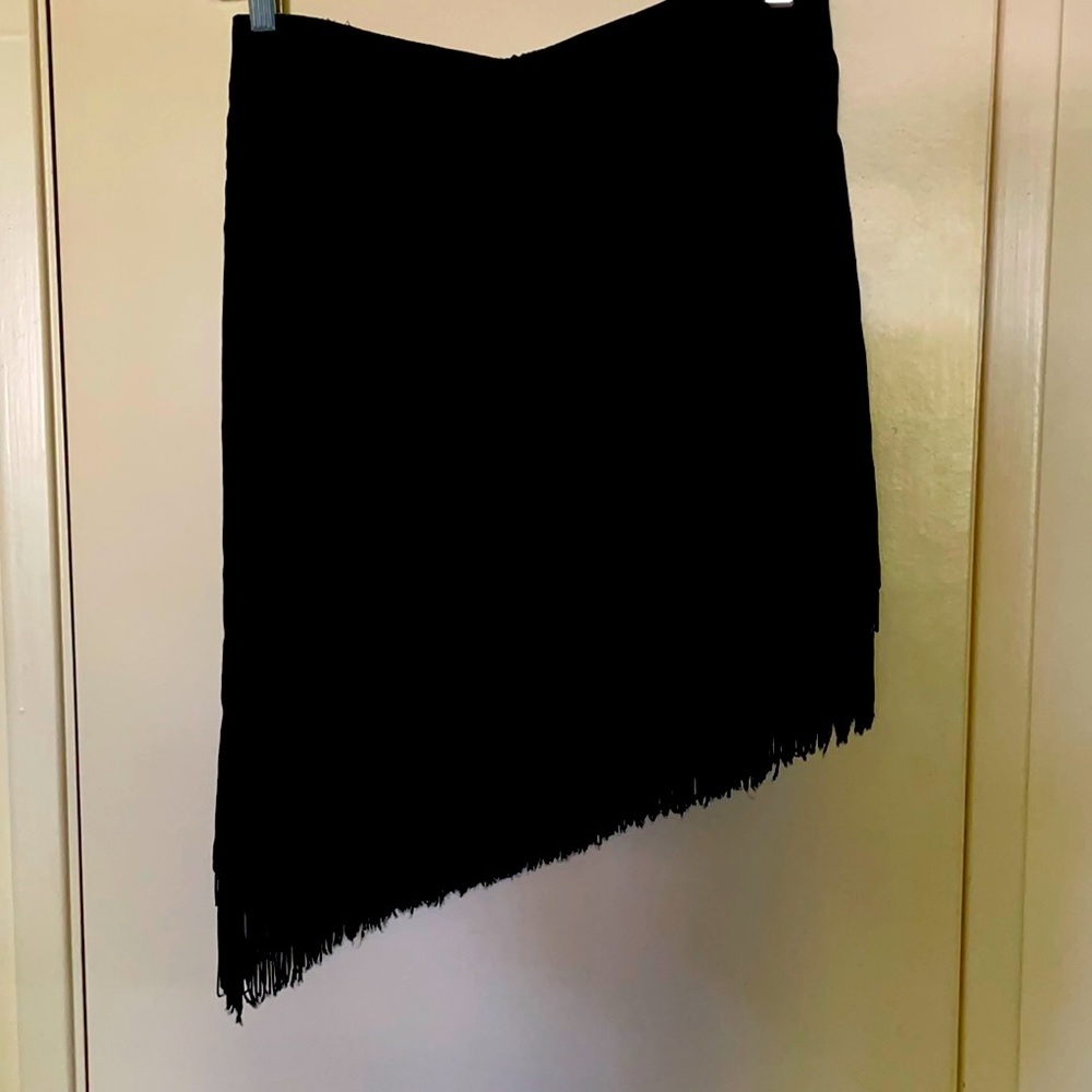 NECESSARY OBJECTS black Salsa skirt with fringe.